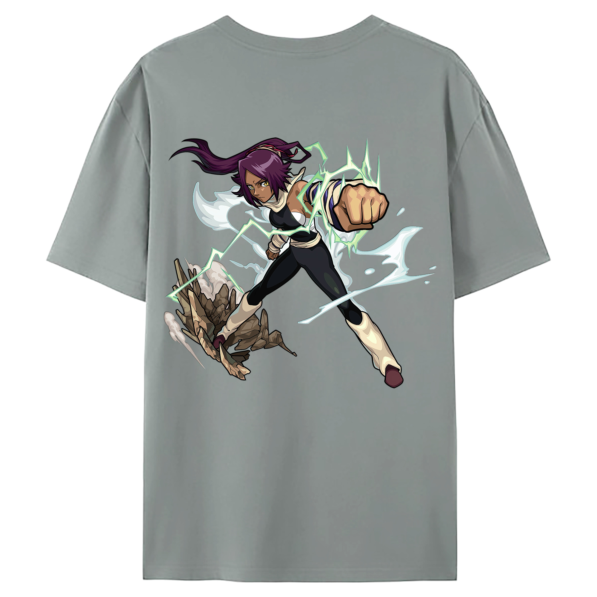 （画像用） ブリーチ 四楓院 夜一（しほういん よるいち） BLEACH Shihouin Yoruichi 綿100％ メンズ半袖Tシャツ（バックプリント） 通気性